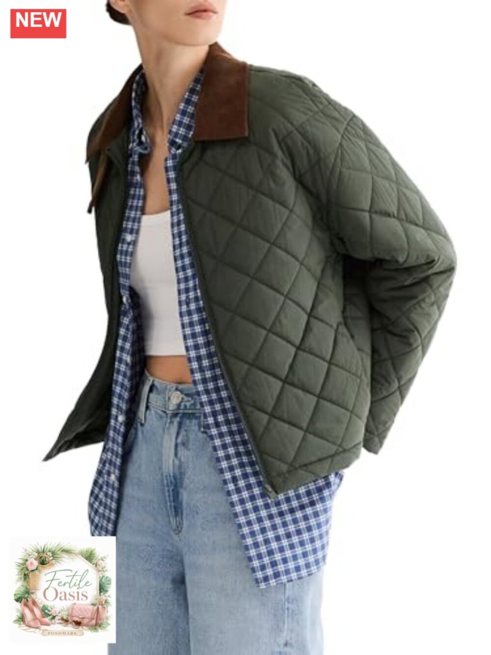 Quilted Lightweight Puffer Jacket Zip Up Cropped Padded Coat